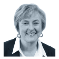 black and white image of Gail Rissler, SVP of Civilian and Homeland