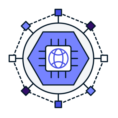 capabilities-newcolor-AI human-centered design symbol of connections forming around the earth