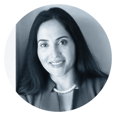 Executive-Leadership-SaraS black and white profile image of Sara, SVP of People & Culture
