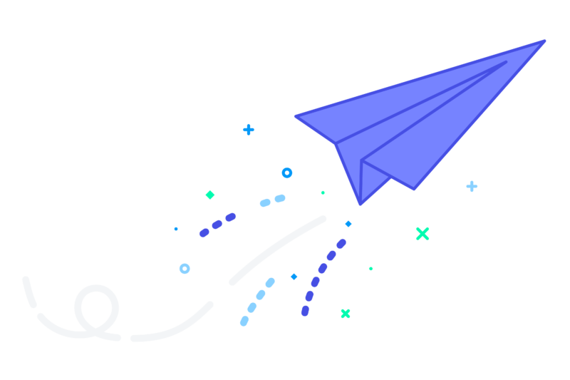 illustrations-newcolor-404 purple and mint illustration of paper airplane
