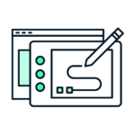 RD-icons-01 illustration of UX Design being done on a computer screen for government research and development