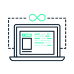 RD-icons-03 illustration of a laptop with an infinity sign for government research and development