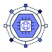 AI symbol of connections forming around the earth logo for innovative technology solutions