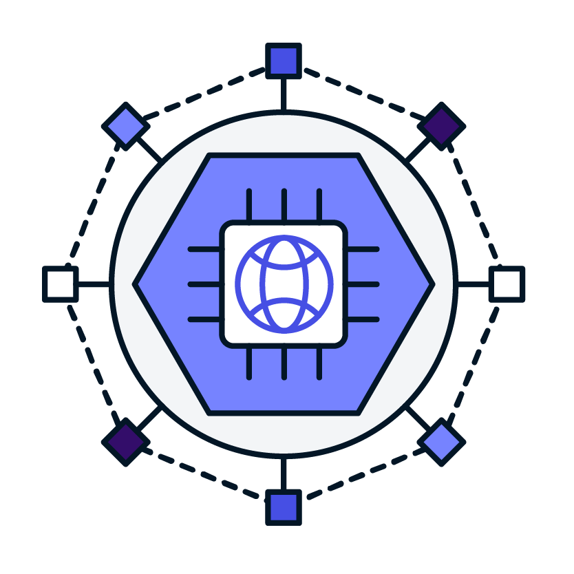 AI symbol of connections forming around the earth showing innovative technology solutions