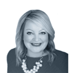 black and white profile image of Elizabeth Ahrens, VP of Operations