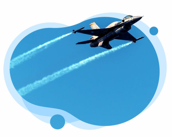 image of an army jet against a blue sky