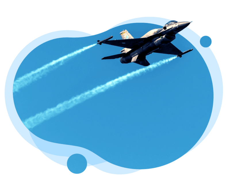 air force jet against blue sky showcasing technology solutions in federal government