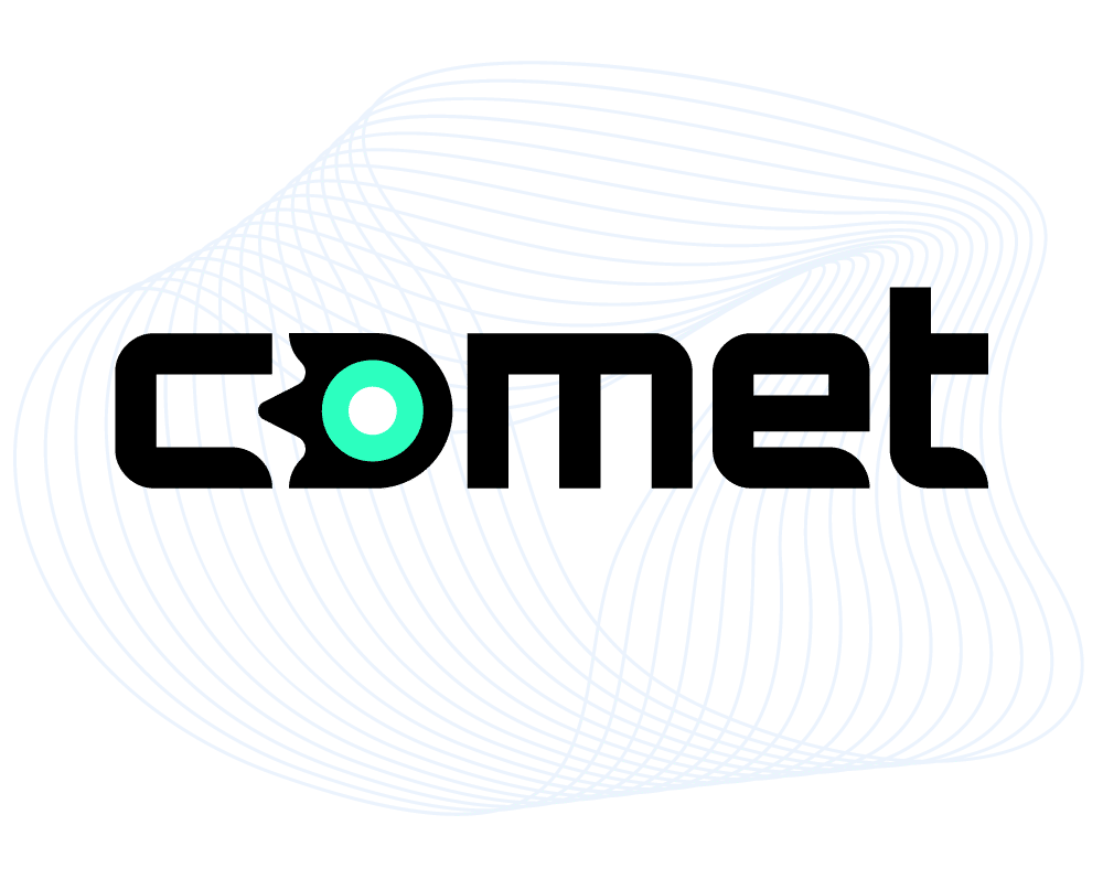 The comet logo, bold letters spelling out comet. The "o" in comet is shaped like a comet moving to the right