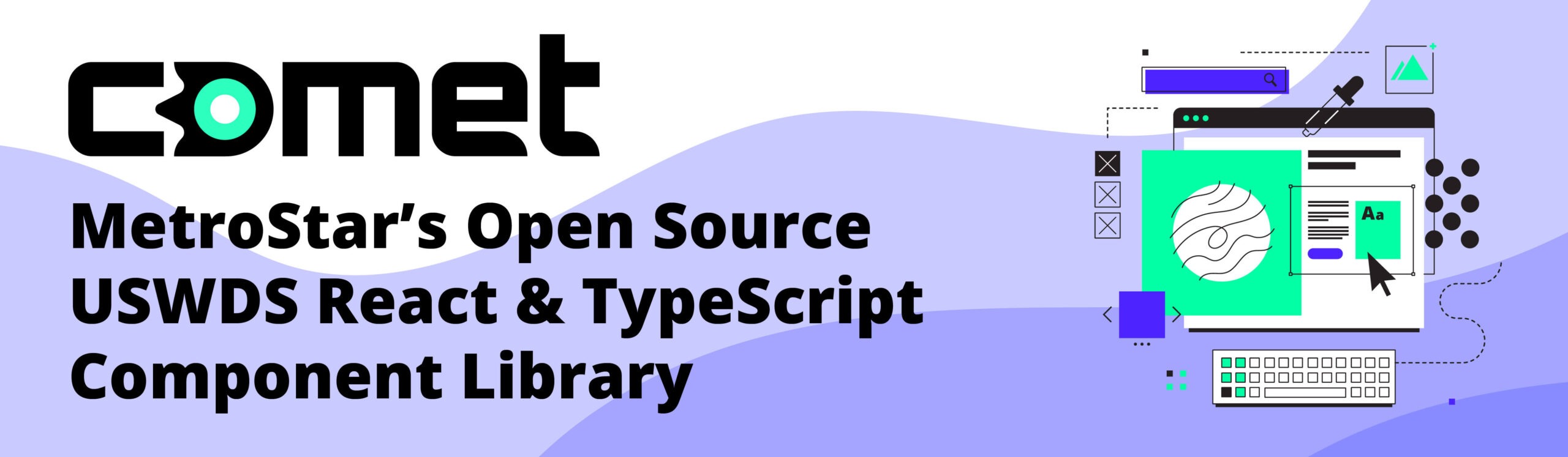 An illustrated graphic of Comet, MetroStar's design system