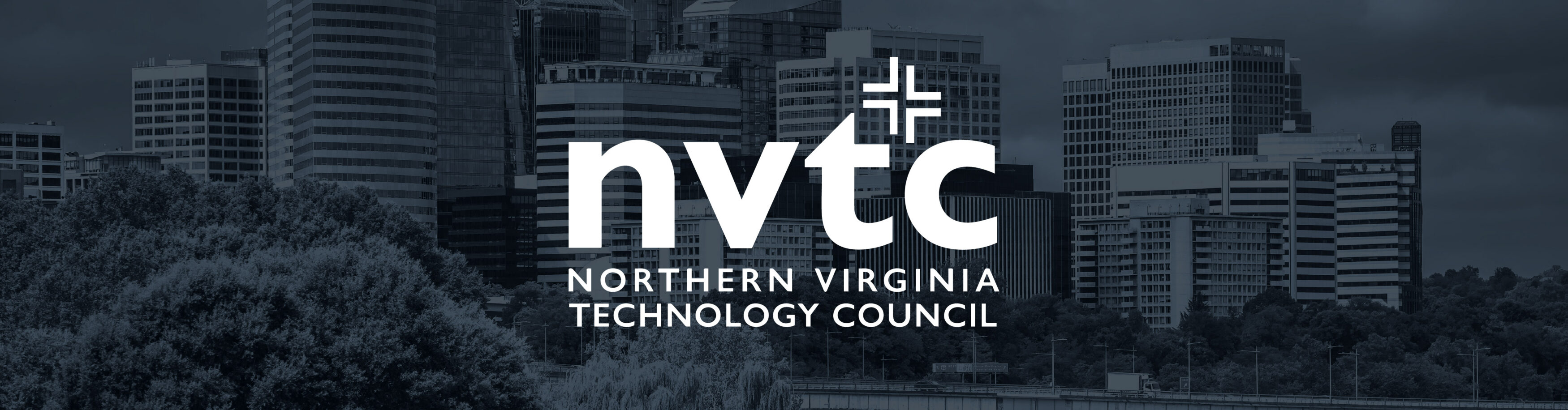 NVTC logo on darkened blue background